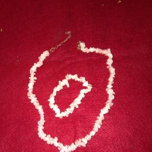 Raw stone necklace/bracelet set